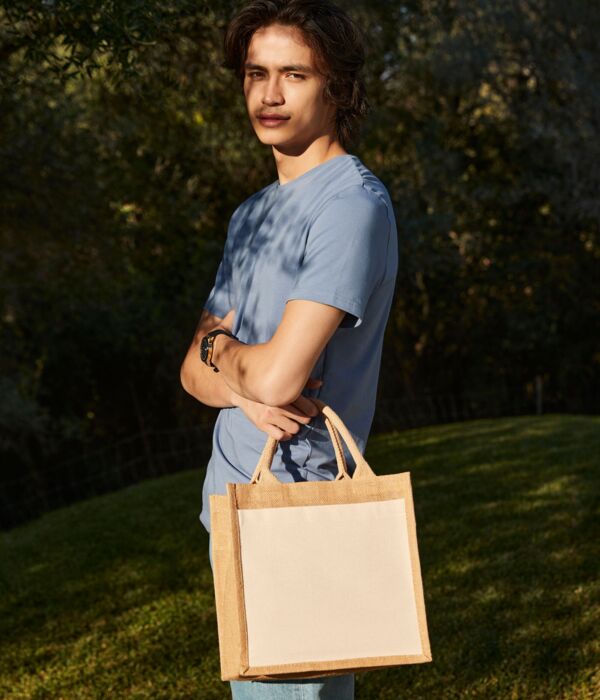 Cotton Pocket Jute Midi Tote Thumbnail