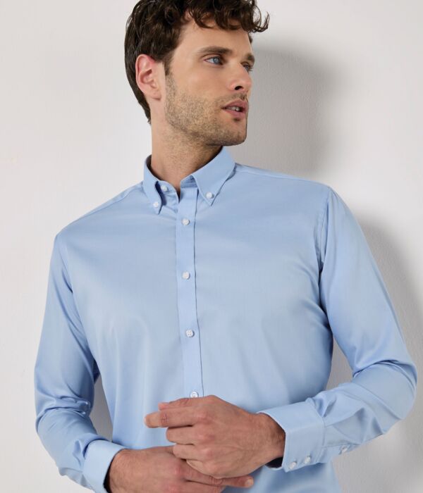 Slim Fit Long Sleeve Stretch Oxford Shirt Thumbnail