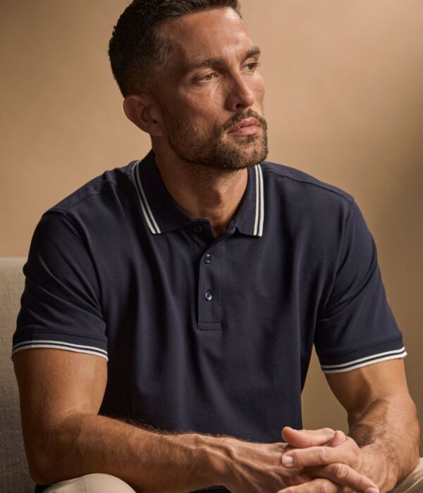 Men's Luxury Stripe Stretch Polo Thumbnail