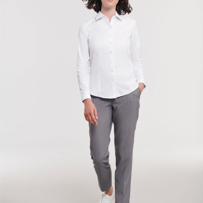Ladies' Long Sleeve Tailored Herringbone Shirt Thumbnail