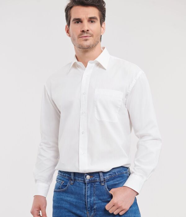Men's Long Sleeve Classic Pure Cotton Poplin Shirt Thumbnail