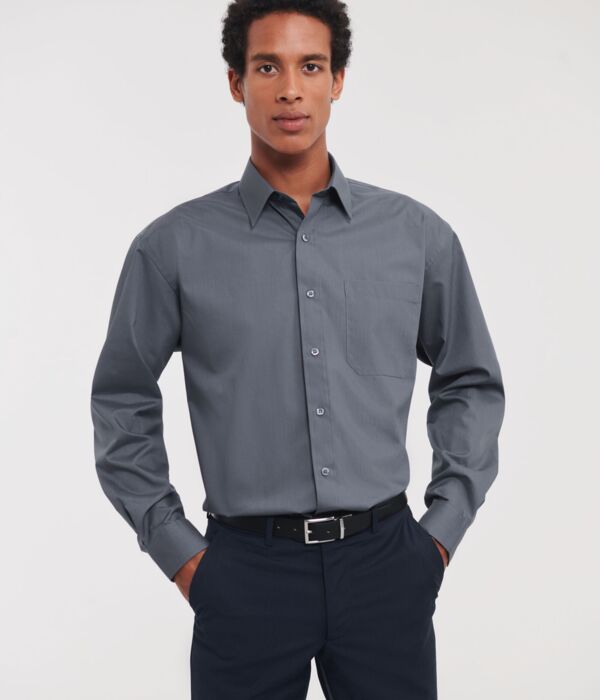 Men's Long Sleeve Classic Polycotton Poplin Shirt Thumbnail