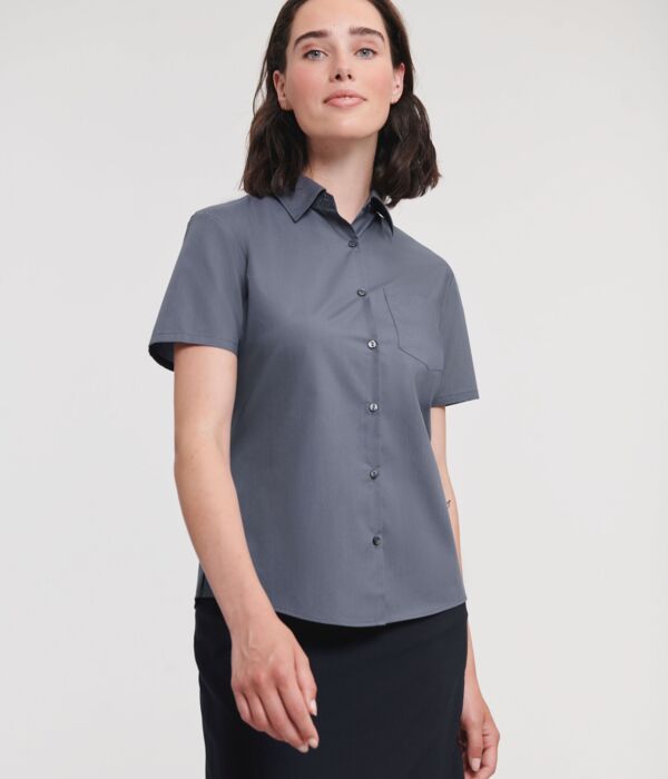Ladies' Short Sleeve Classic Polycotton Poplin Shirt Thumbnail