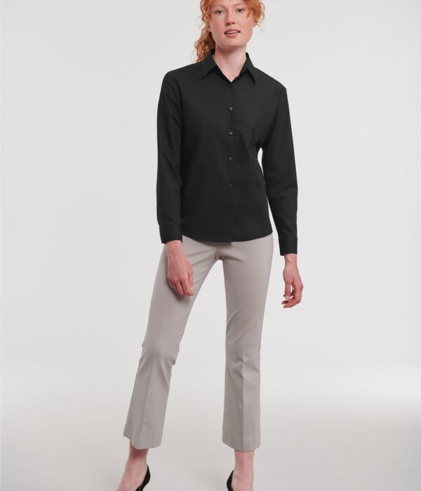 Ladies' Long Sleeve Classic Polycotton Poplin Shirt Thumbnail