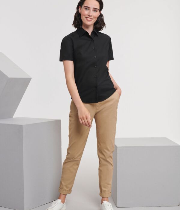 Ladies' Short Sleeve Tailored Oxford Shirt Thumbnail