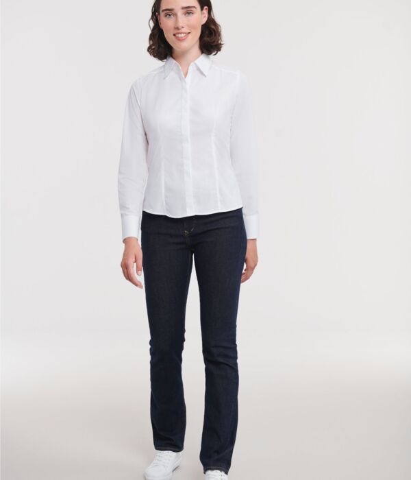 Ladies' Long Sleeve Fitted Polycotton Poplin Shirt Thumbnail