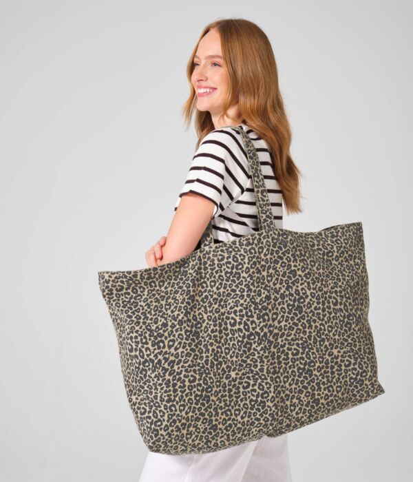 Leopard Print Canvas Oversized Tote Bag Thumbnail
