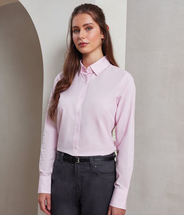 Women's cotton-rich Oxford stripes blouse Thumbnail