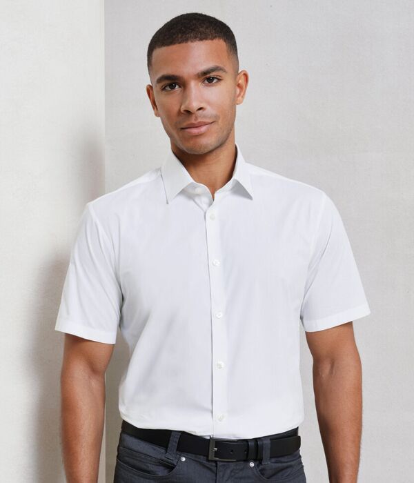 Stretch fit cotton poplin short sleeve shirt Thumbnail