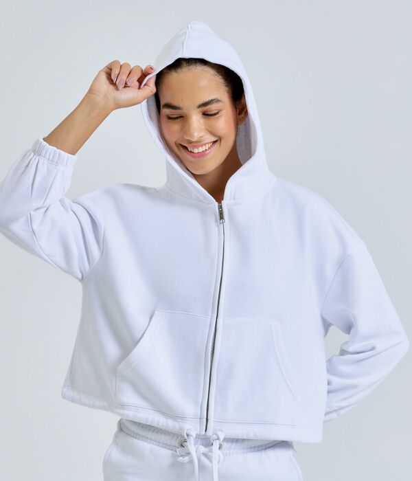 Women's TriDri® recycled cropped oversize full-zip hoodie Thumbnail